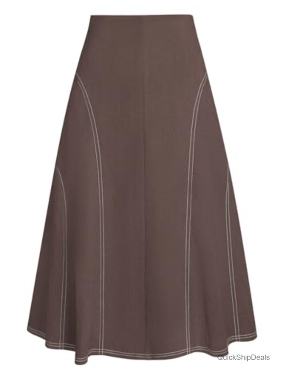 Faux Suede Midi Skirt High Waist A-Line Fall Winter Casual Formal